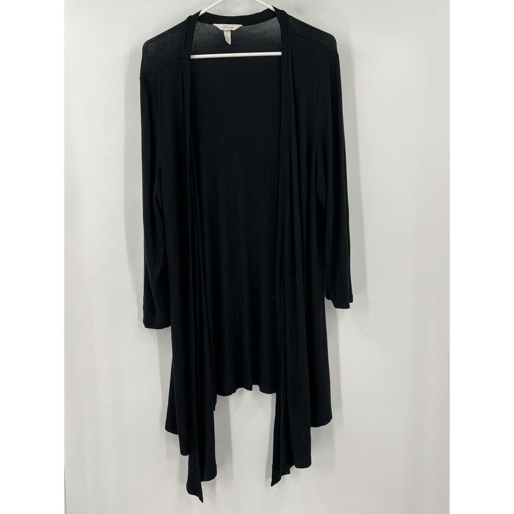 SOMA Women's Size Large Black Draped Open Front Cardigan Lounge Office